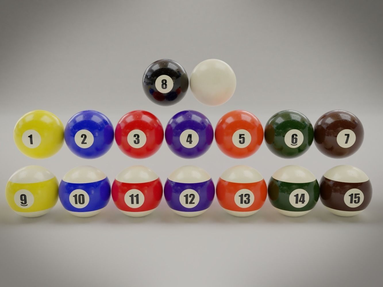 Billard balls with plastic triangle 3D model_1