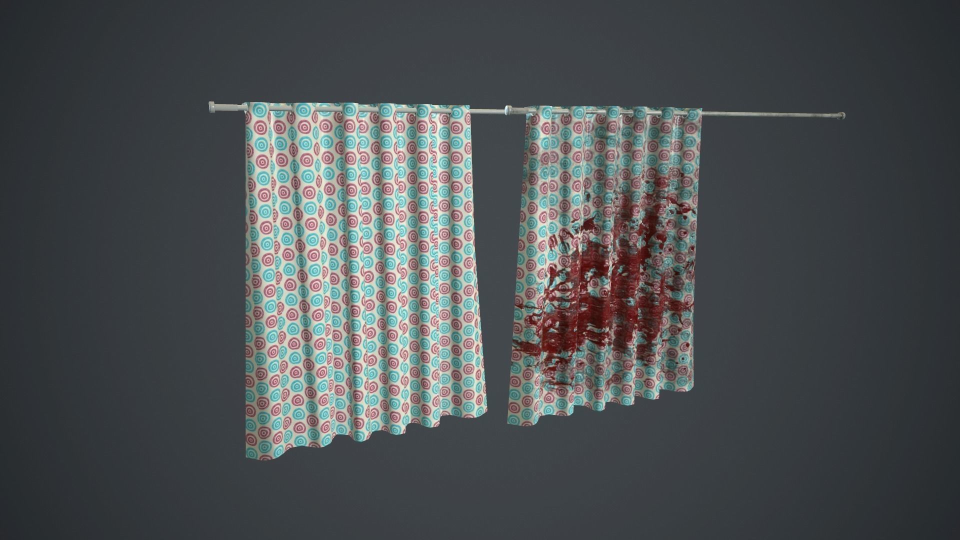 Bathroom Curtains PBR Game Ready Low-poly 3D model