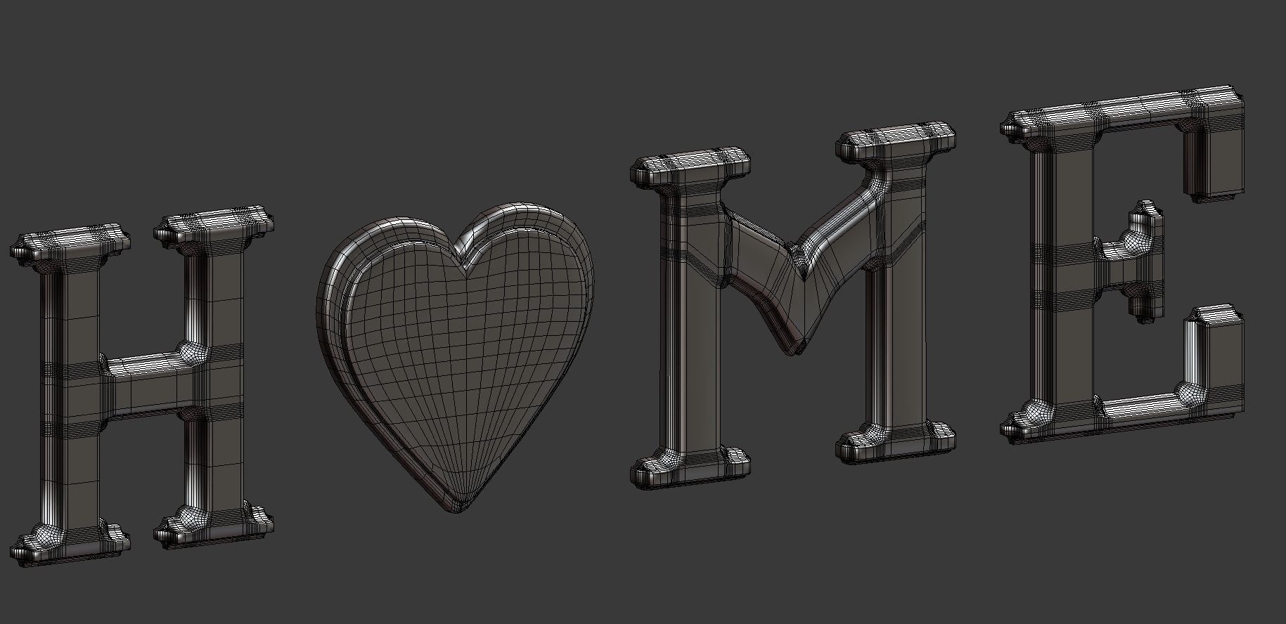 Decor Object - Home Text 3D model_7