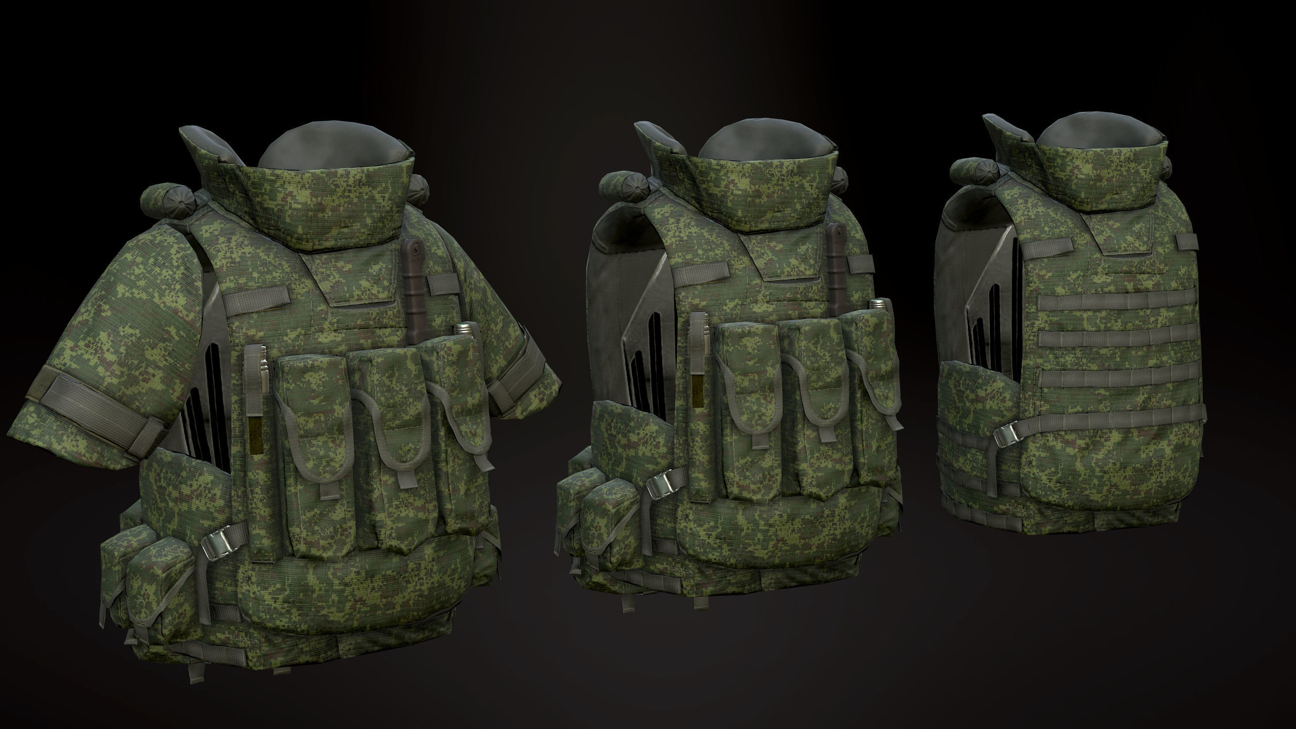 6B43 Body Armor Low-poly 3D model_3