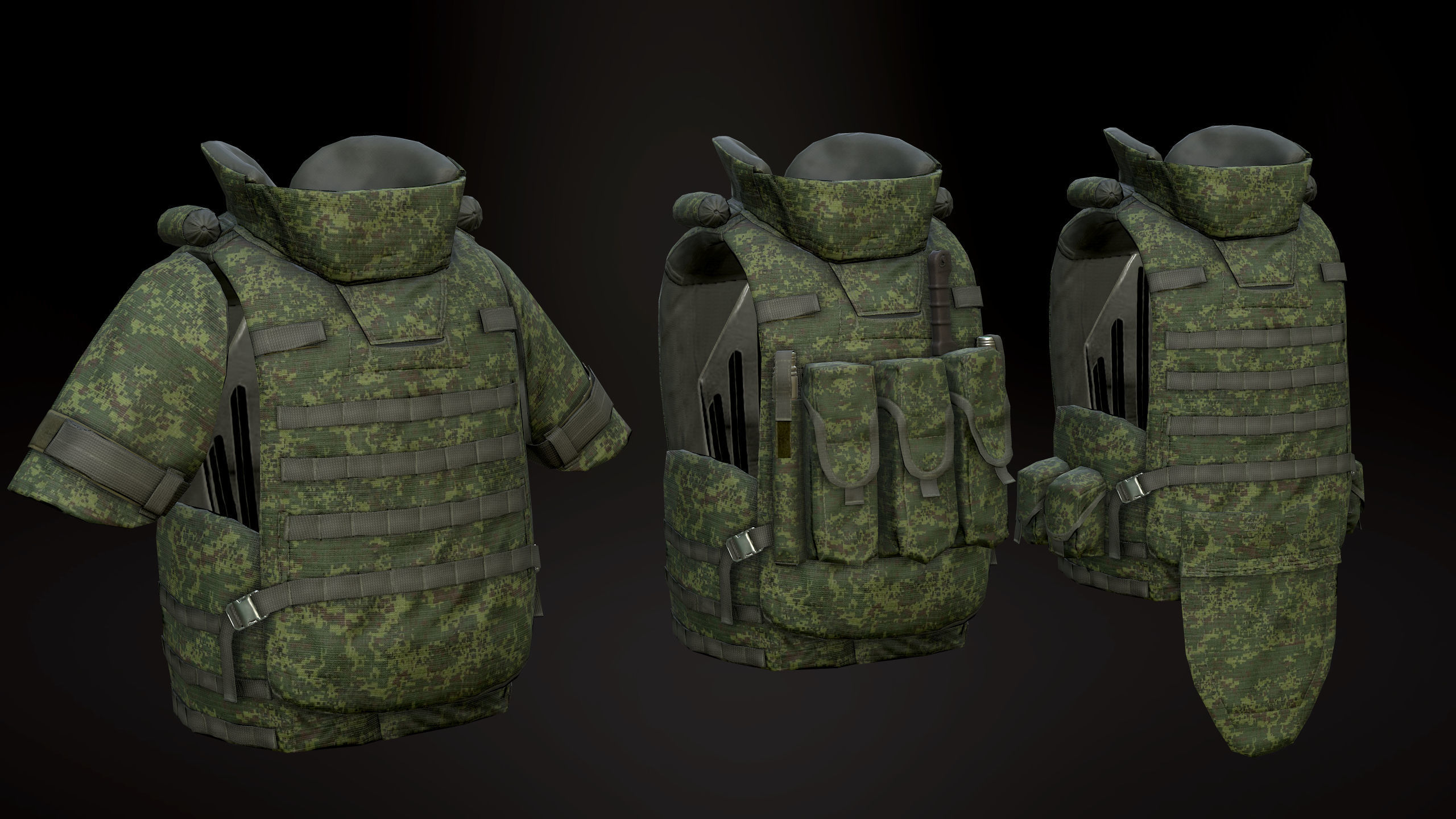 6B43 Body Armor Low-poly 3D model_4
