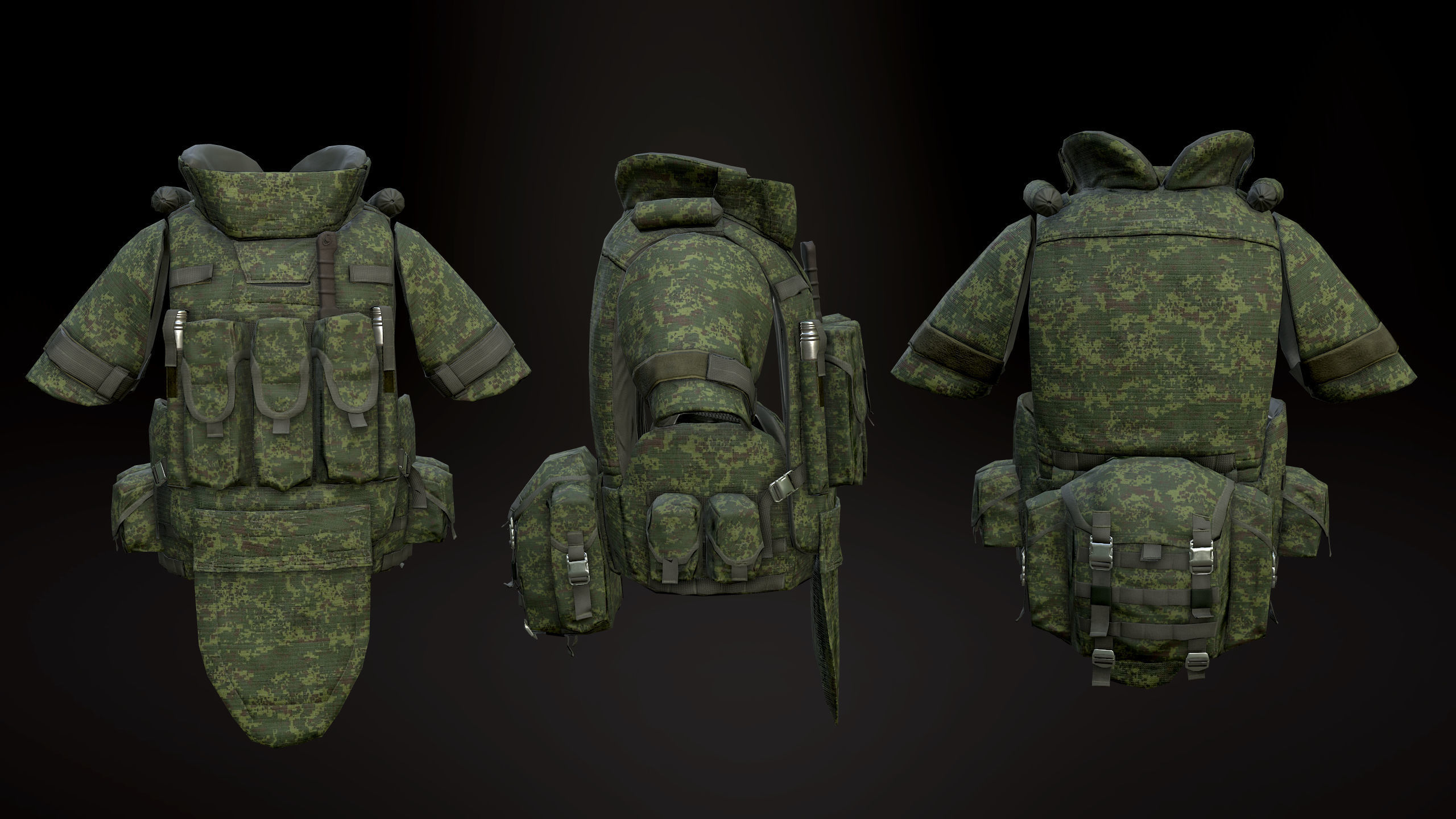 6B43 Body Armor Low-poly 3D model_2