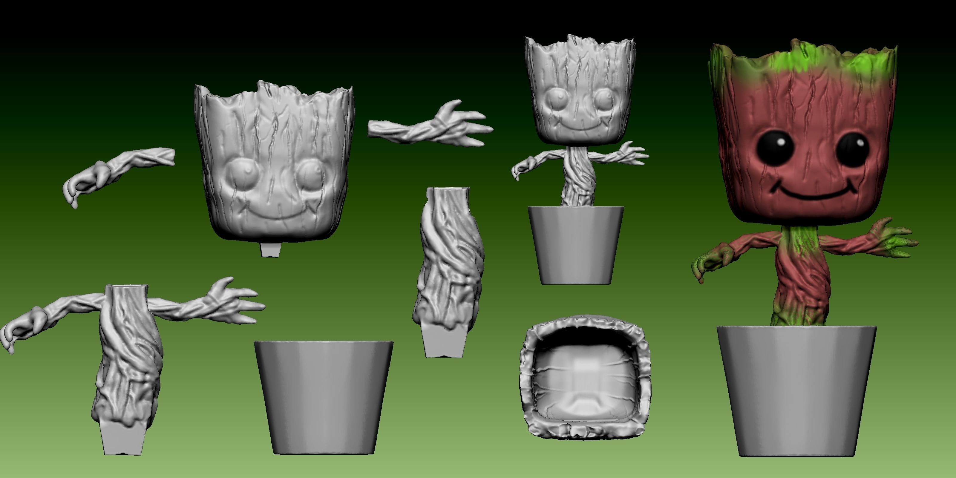 Baby Groot Vase  3D print model_6