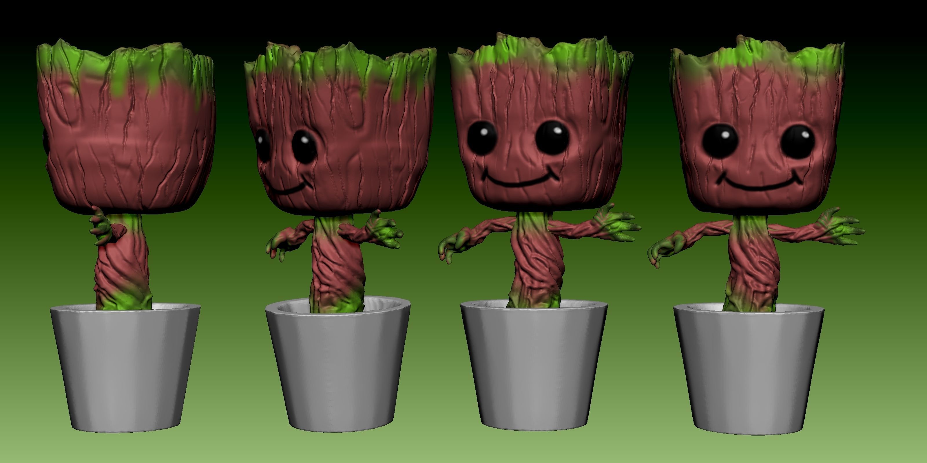 Baby Groot Vase  3D print model_4