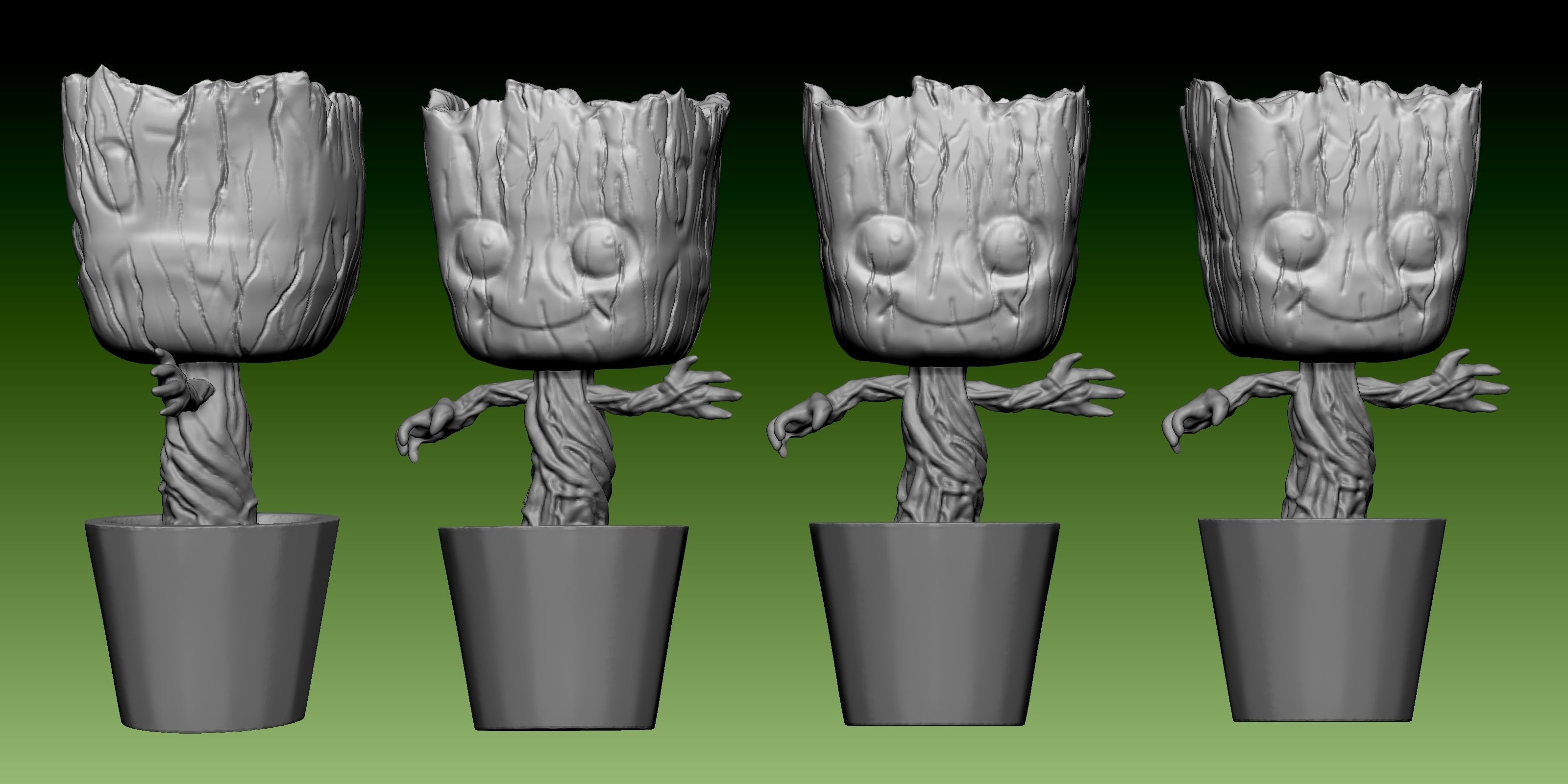 Baby Groot Vase  3D print model_5