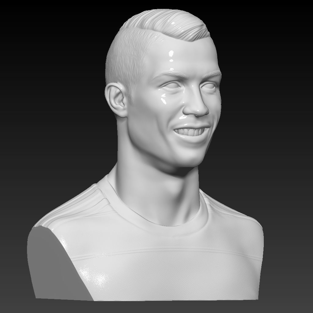 Cristiano Ronaldo -Real Madrid- player bust 3D High resolution 3D print model_1