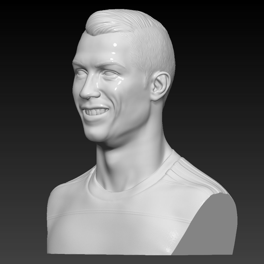Cristiano Ronaldo -Real Madrid- player bust 3D High resolution 3D print model_2