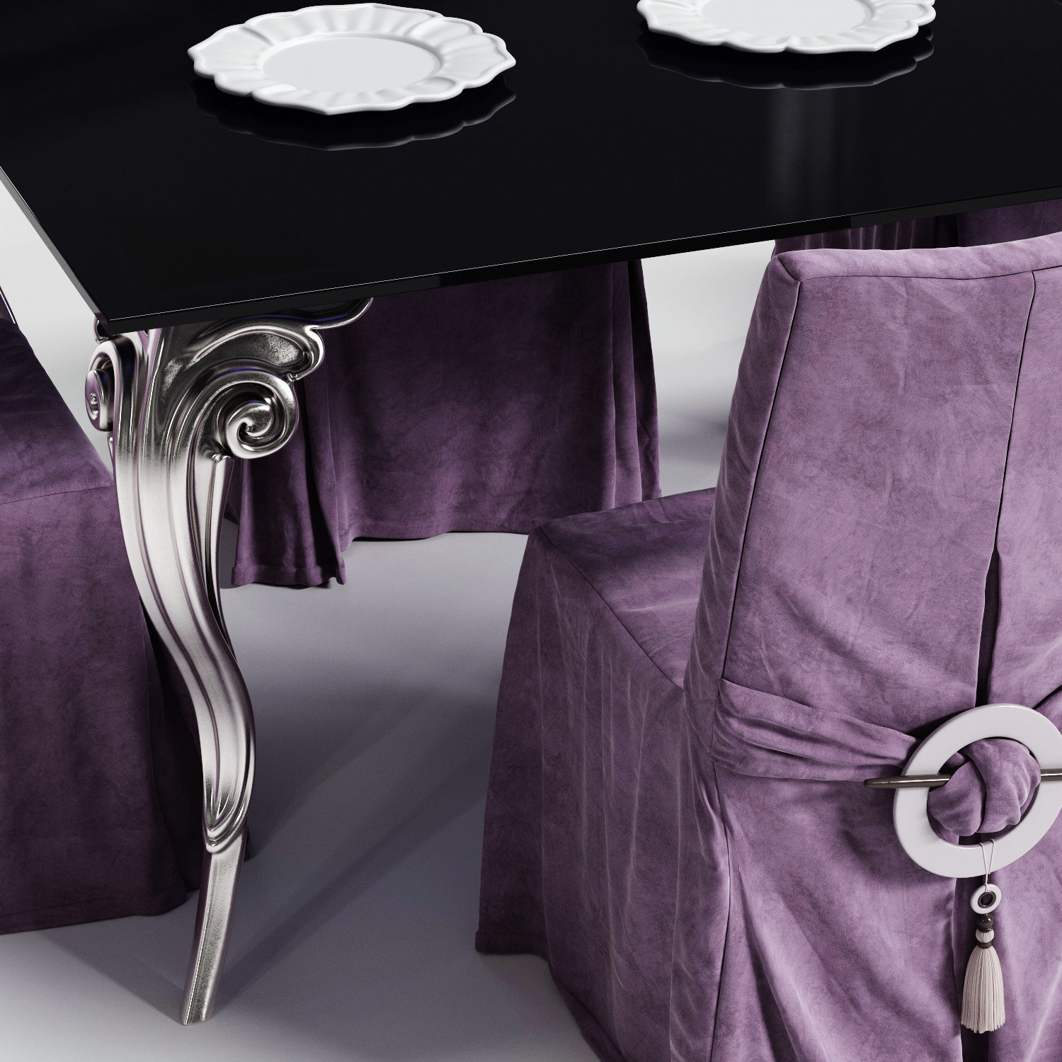 Corte ZARI KARIS Chair and ANTARES Table Low-poly 3D model_2
