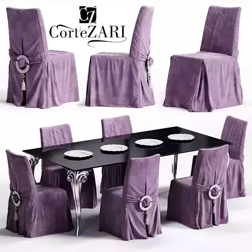 Corte ZARI KARIS Chair and ANTARES Table Low-poly 3D model
