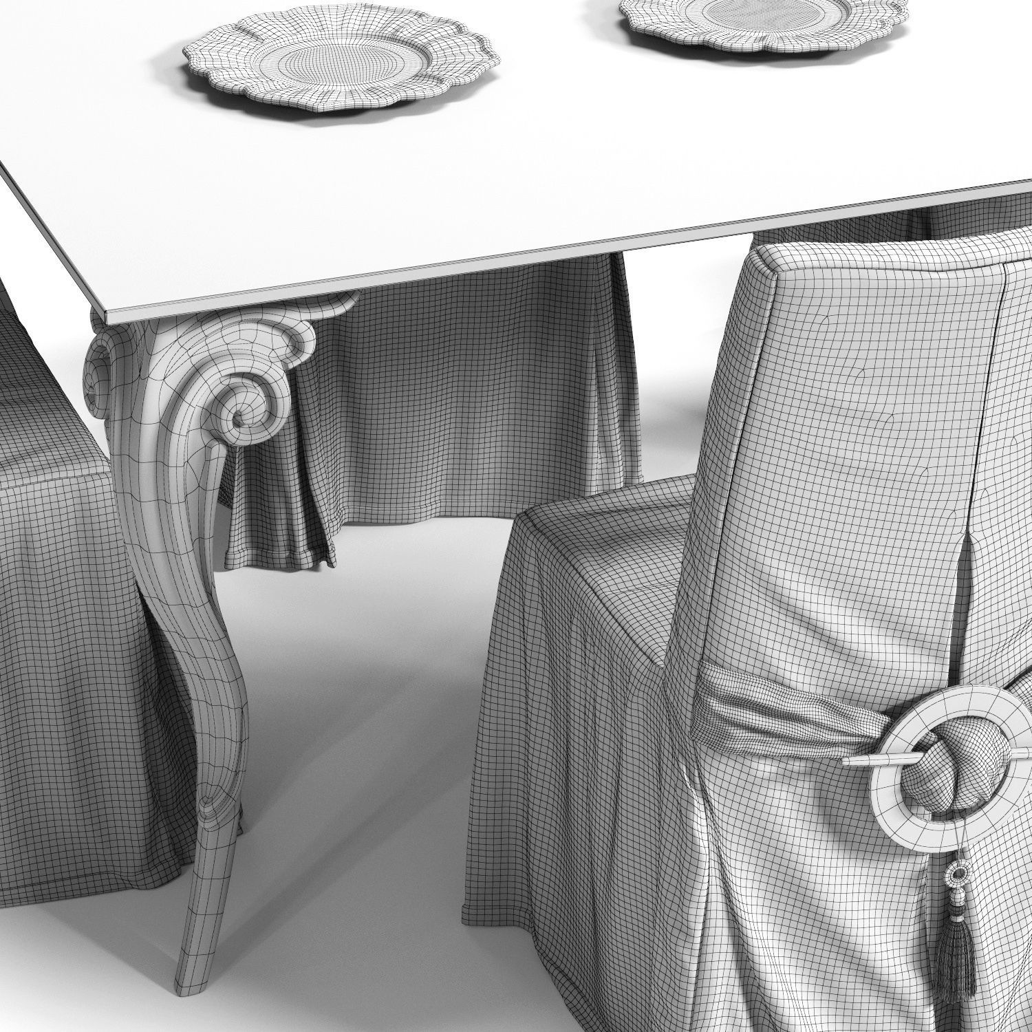 Corte ZARI KARIS Chair and ANTARES Table Low-poly 3D model_4