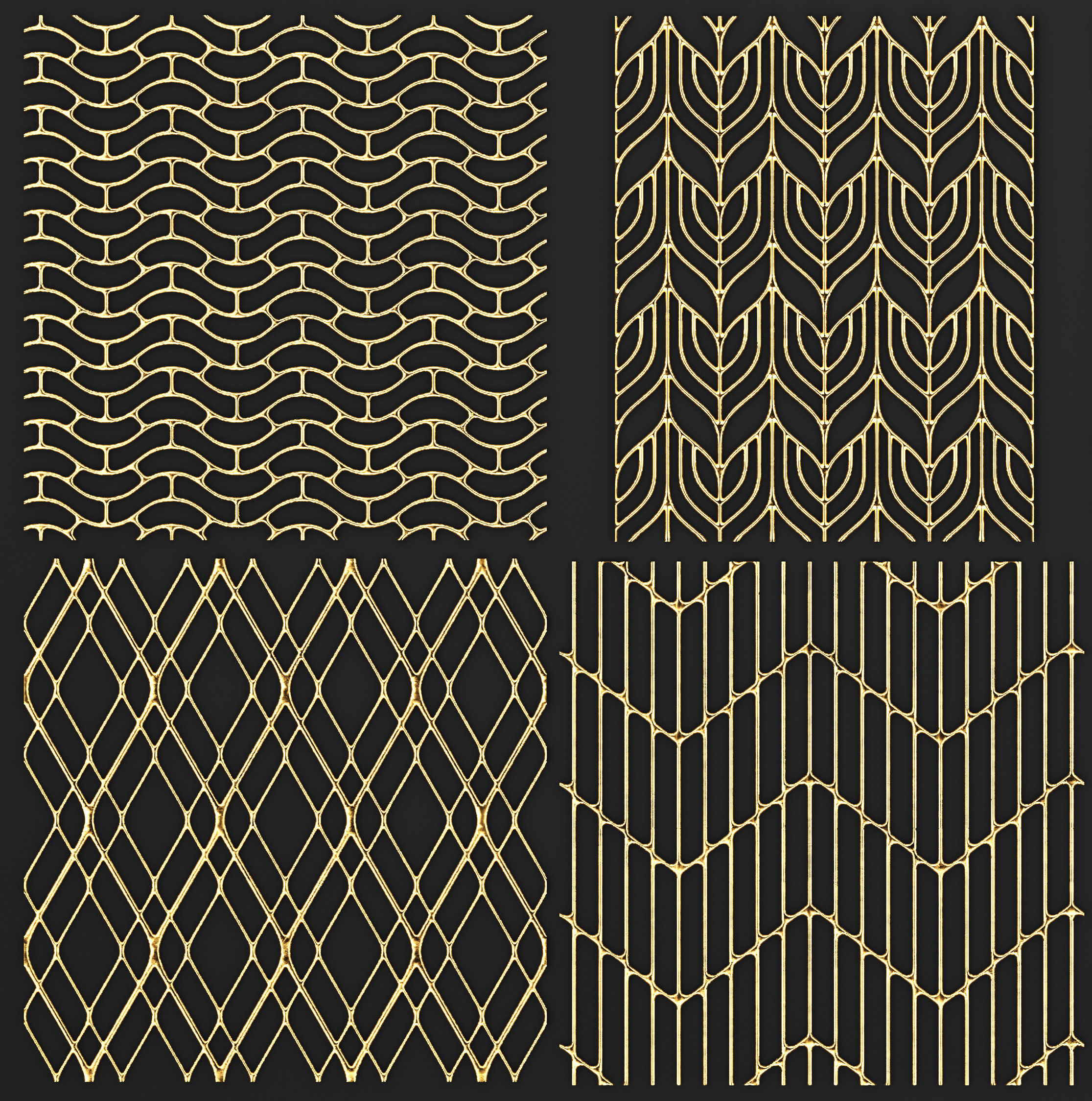 collection of golden lattice 3D model_4
