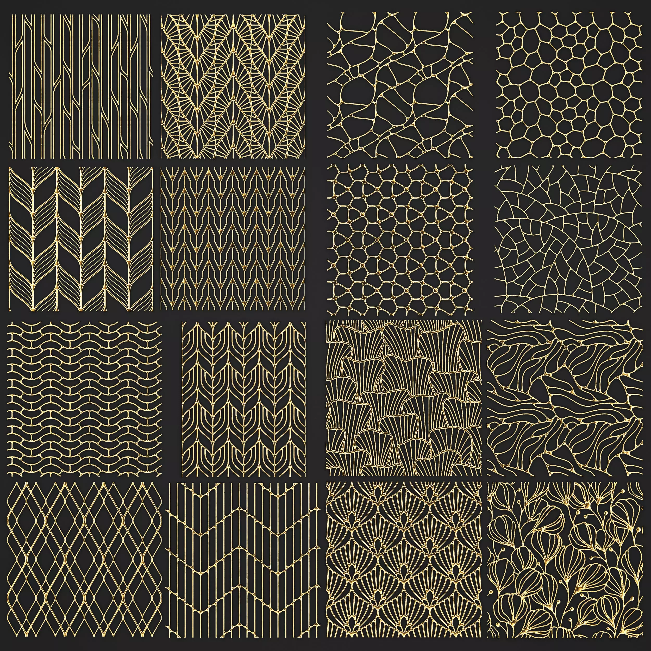 collection of golden lattice 3D model_0