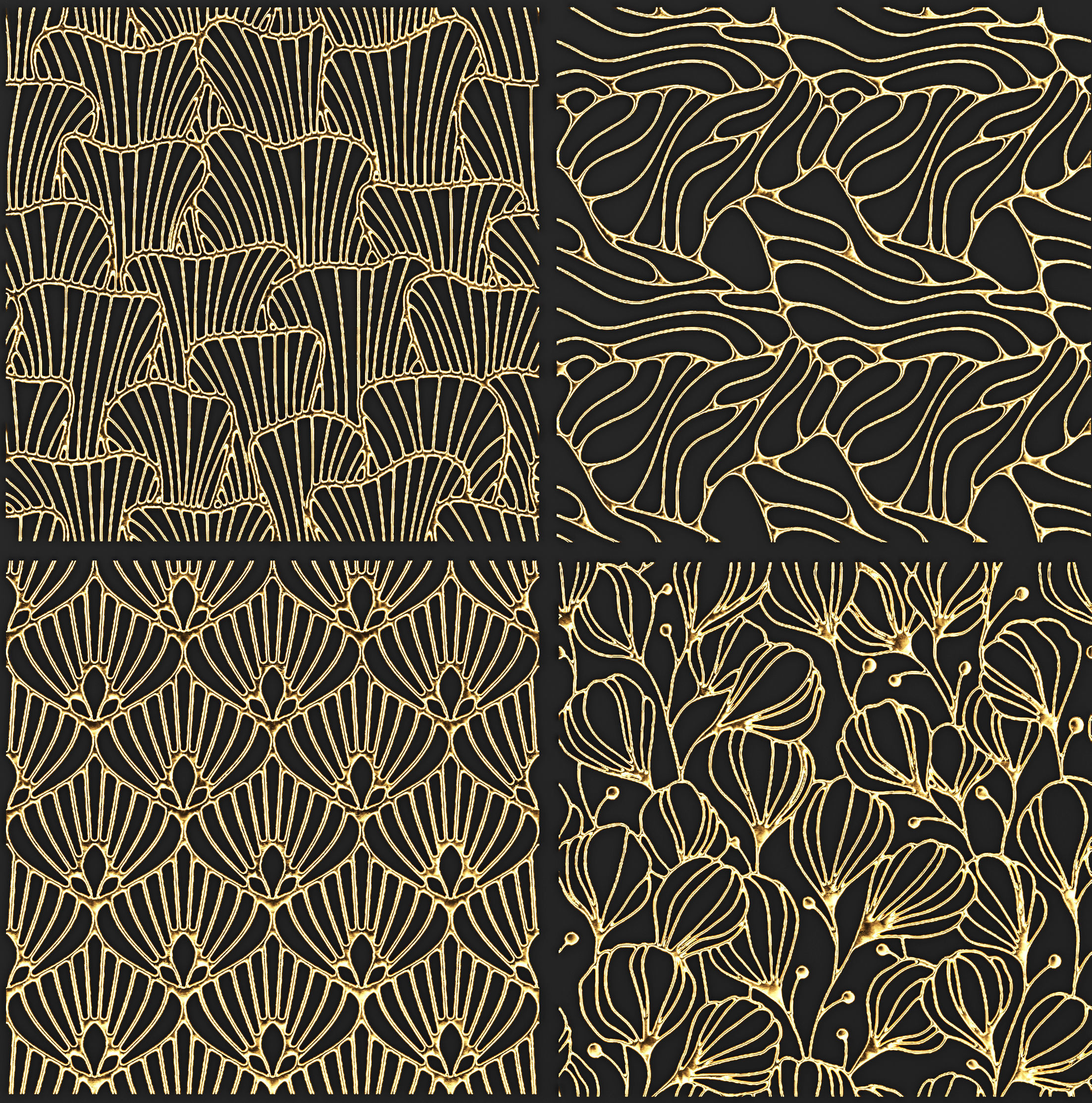 collection of golden lattice 3D model_7