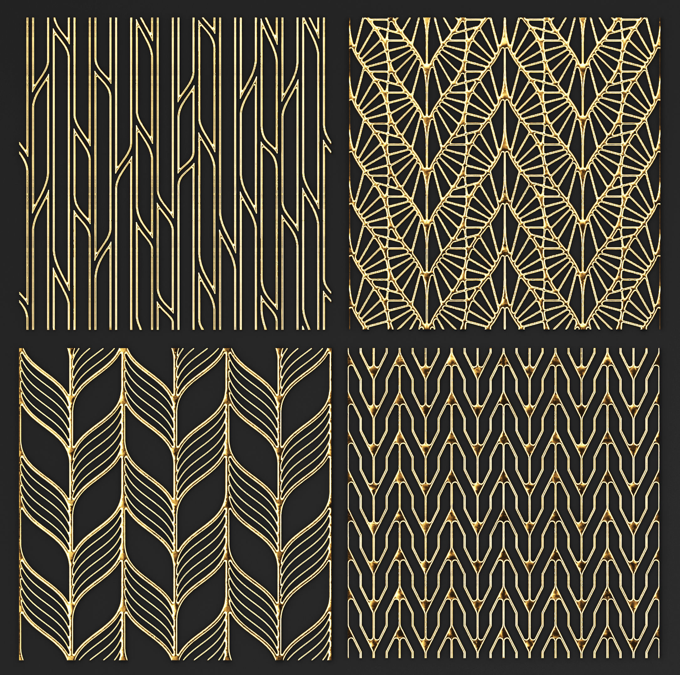 collection of golden lattice 3D model_9