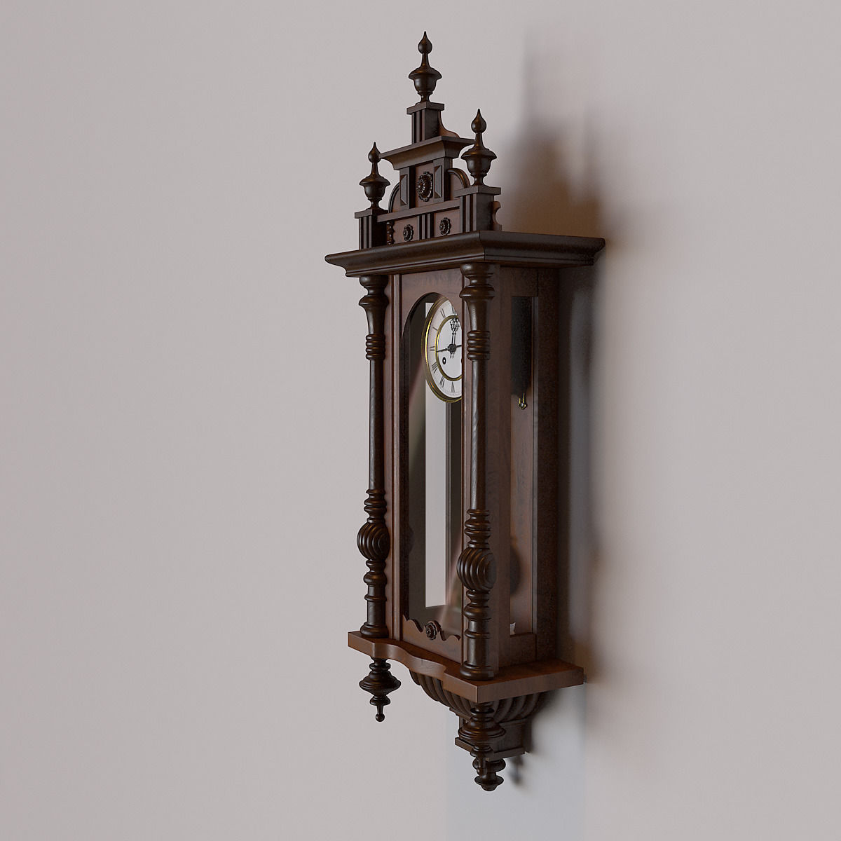 Antique Pendulum Wall Clock 3D Model .max .obj