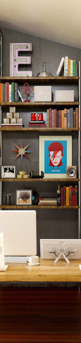 Set - 6 home office with bookshelves 3D model_3