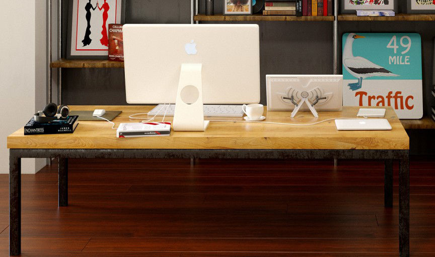 Set - 6 home office with bookshelves 3D model_2