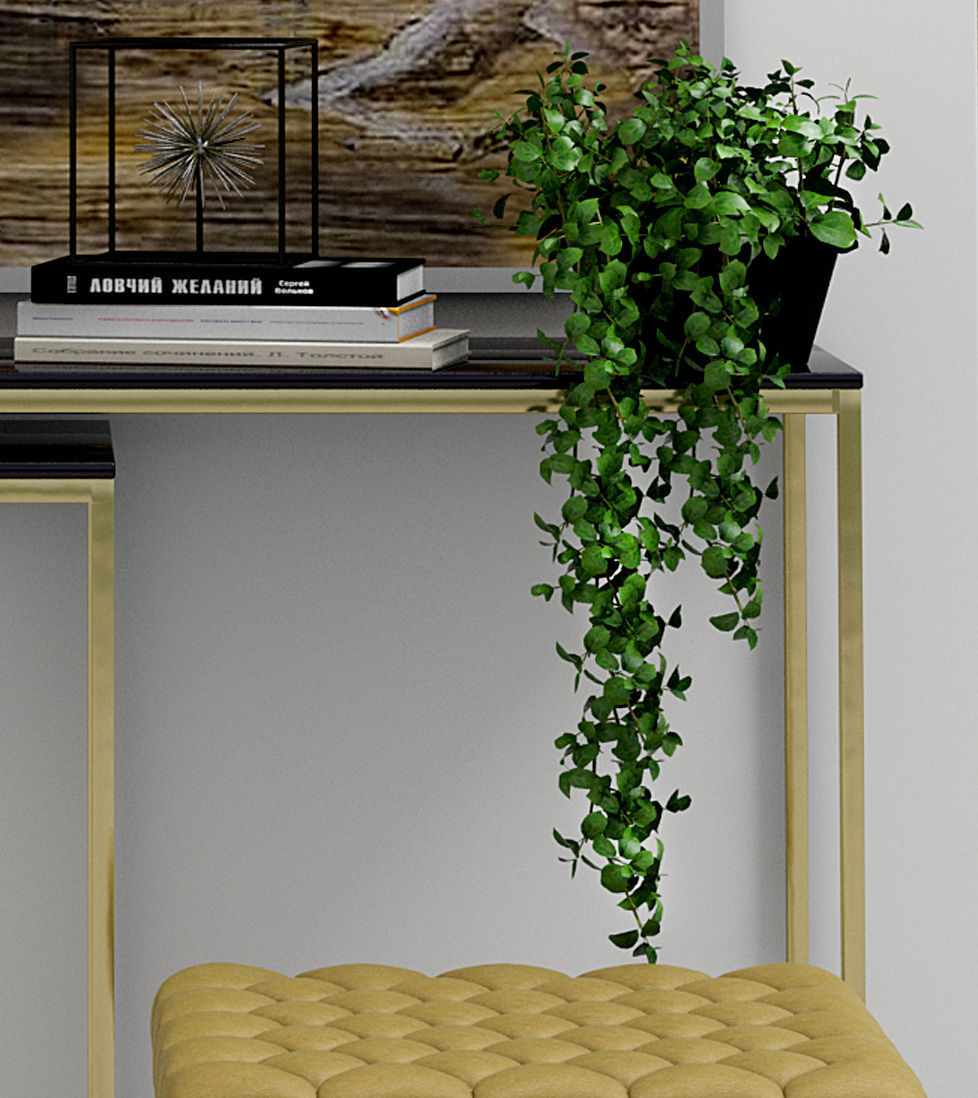 Set-11 gold floor lamp with four lamps 3D model_3