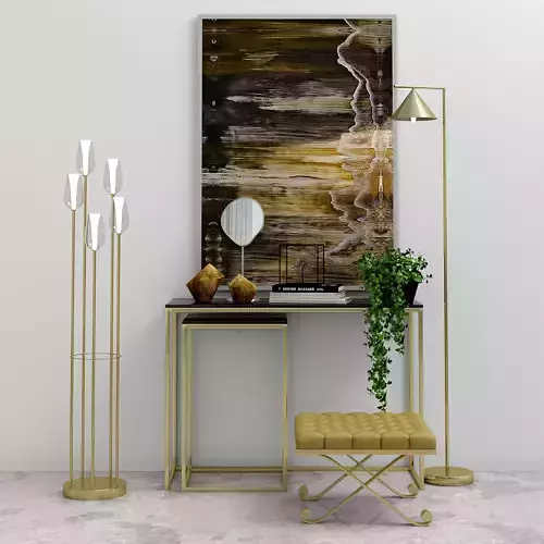Set-11 gold floor lamp with four lamps