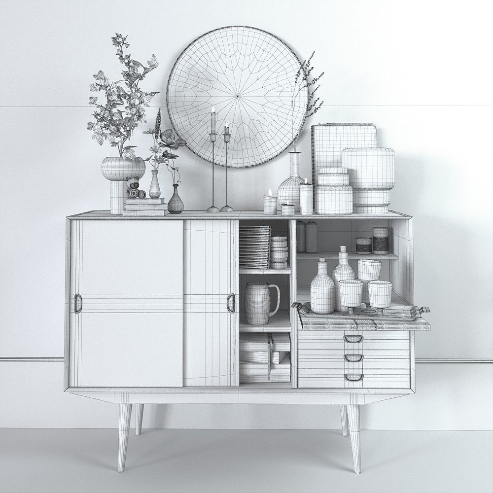 Set-12 mid century modern sideboard 3D model_1