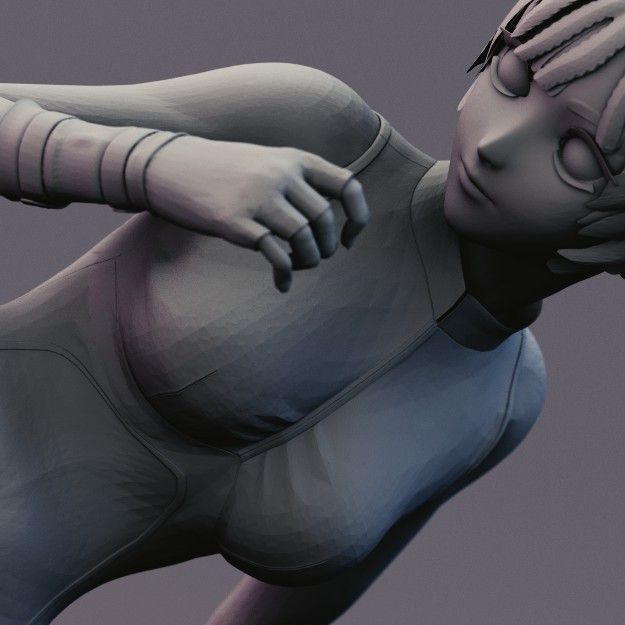 Sexy Anime Ninja Side Kick Pose 3D print model_5