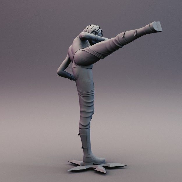 Sexy Anime Ninja Side Kick Pose 3D print model_2
