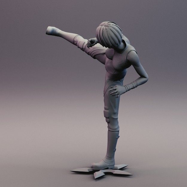 Sexy Anime Ninja Side Kick Pose 3D print model_1