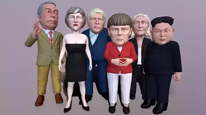 Political caricatures pack 2  Low-poly 3D model