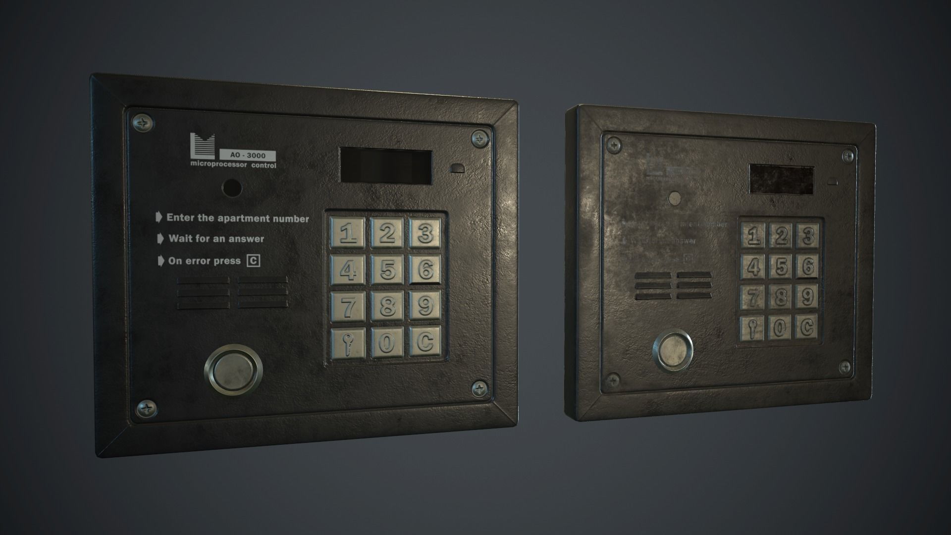 Intercom System PBR Game Ready Low-poly 3D model_3
