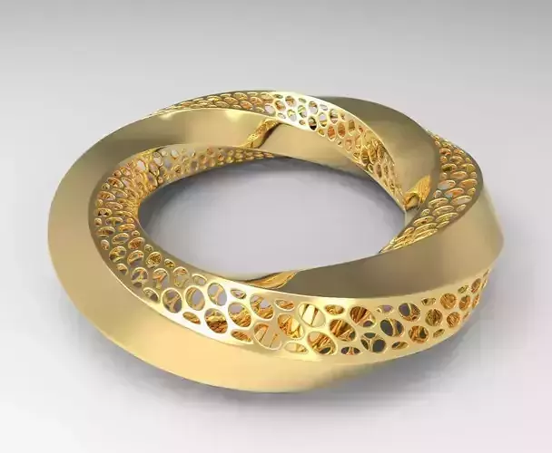 Ring 3d model gold with intricate design Low-poly 3D model