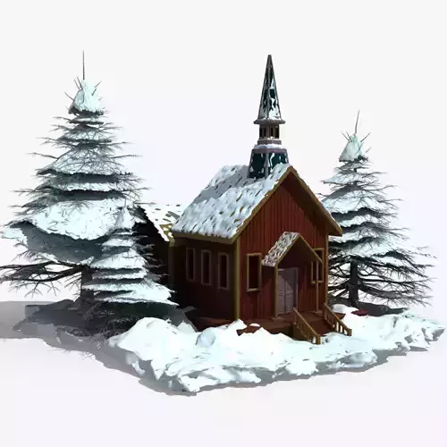 Snow Covered Wood House