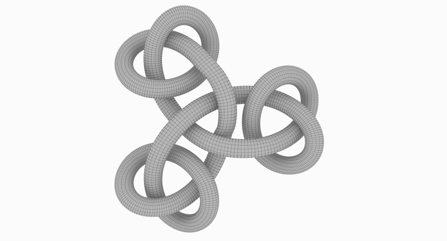 Math Object 0051 Triple Knot 3D print model_3