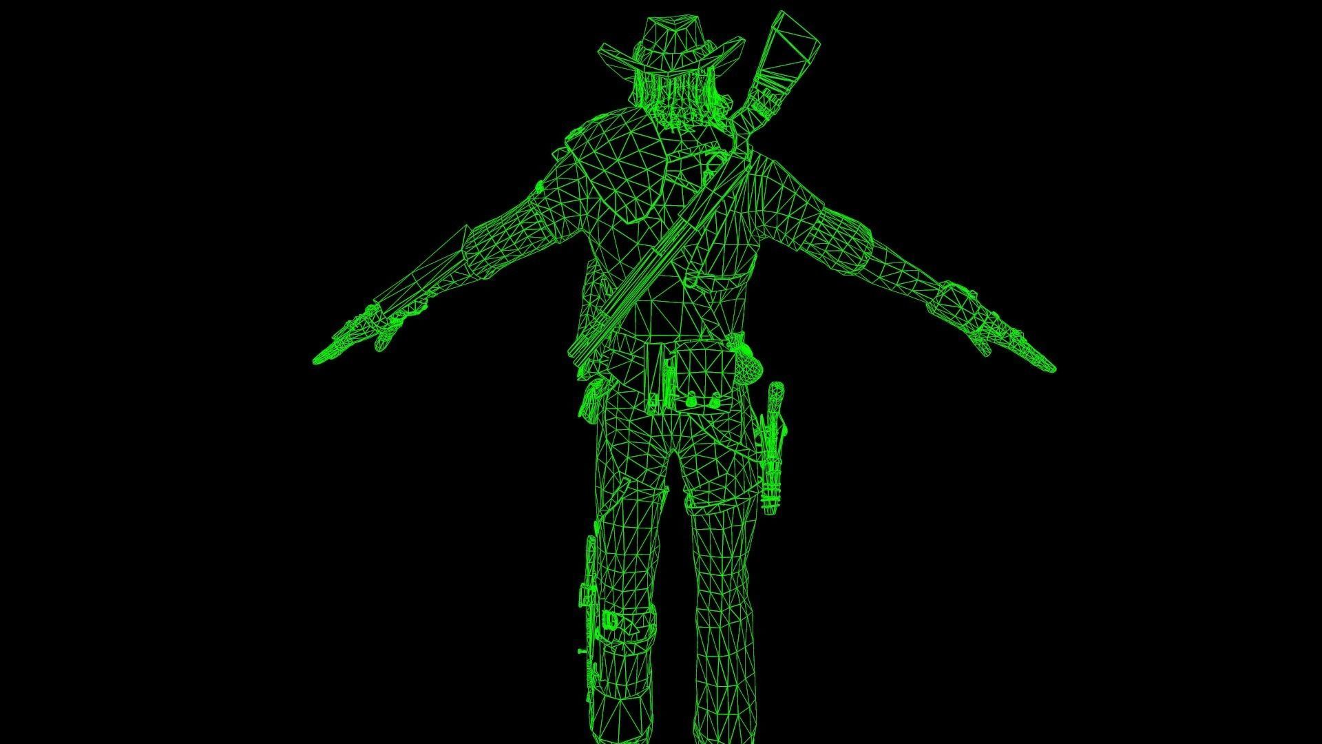 Hellish Sheriff Low-poly 3D model_7