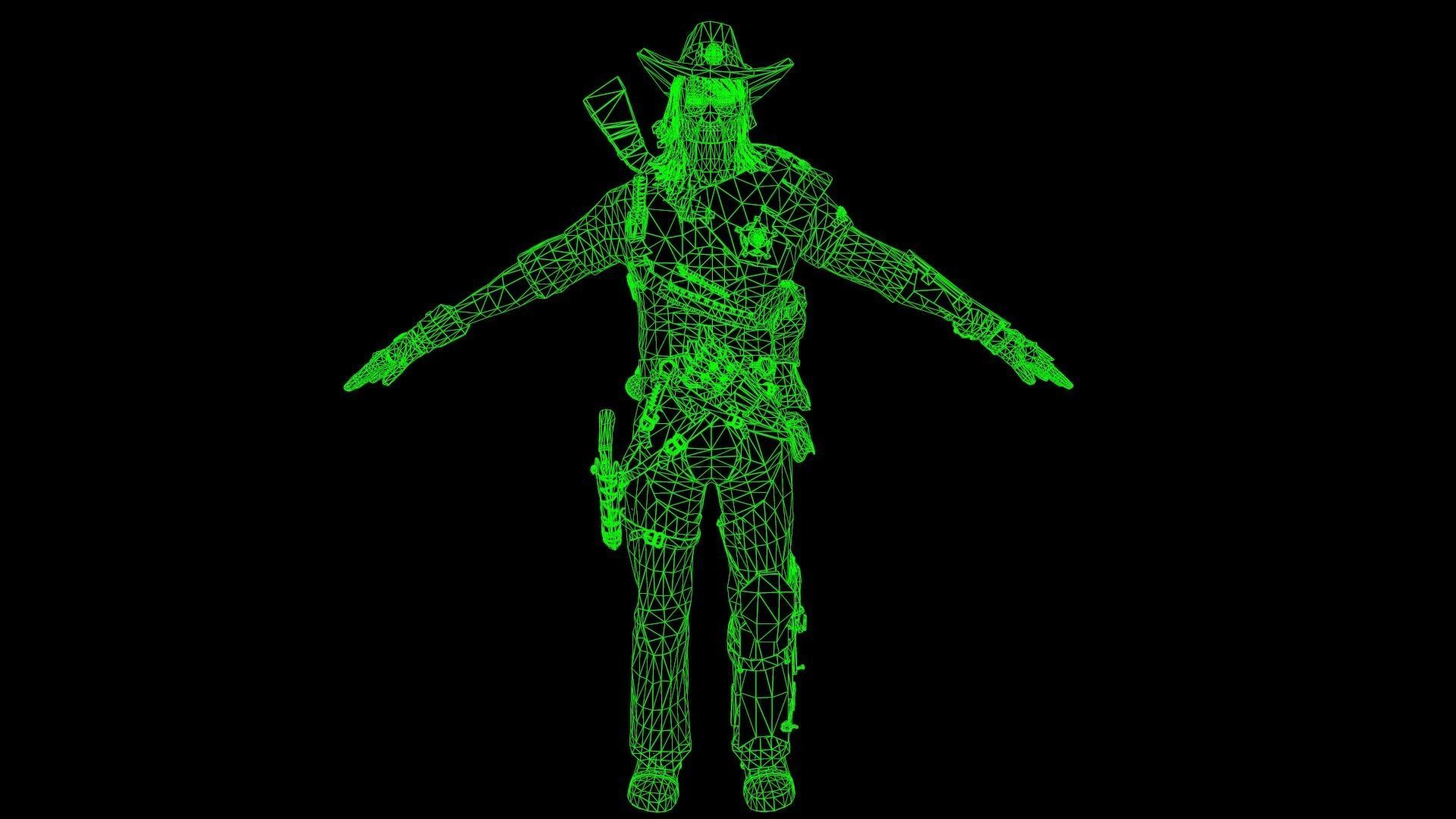 Hellish Sheriff Low-poly 3D model_8