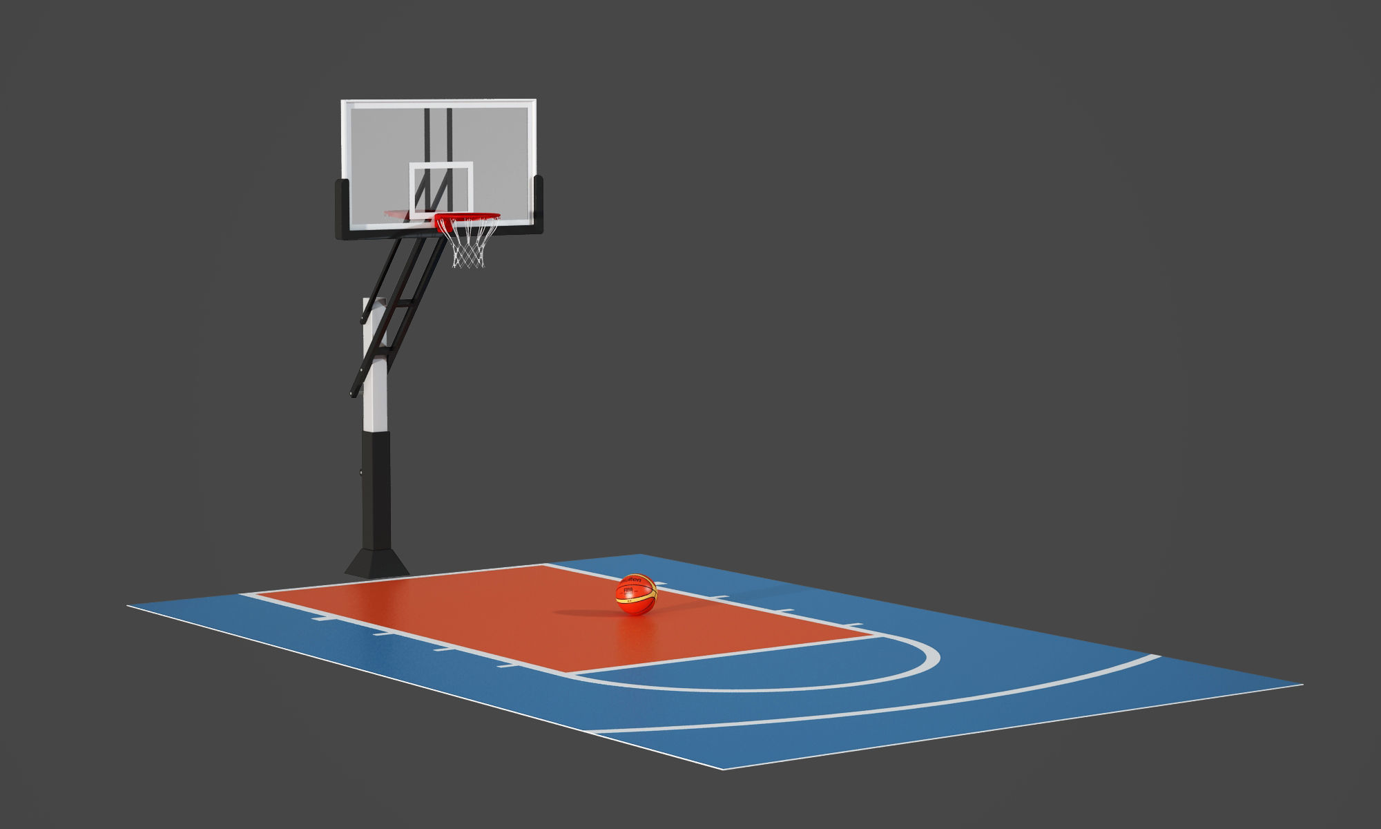 Outdoor basketball hoop 3D model_1