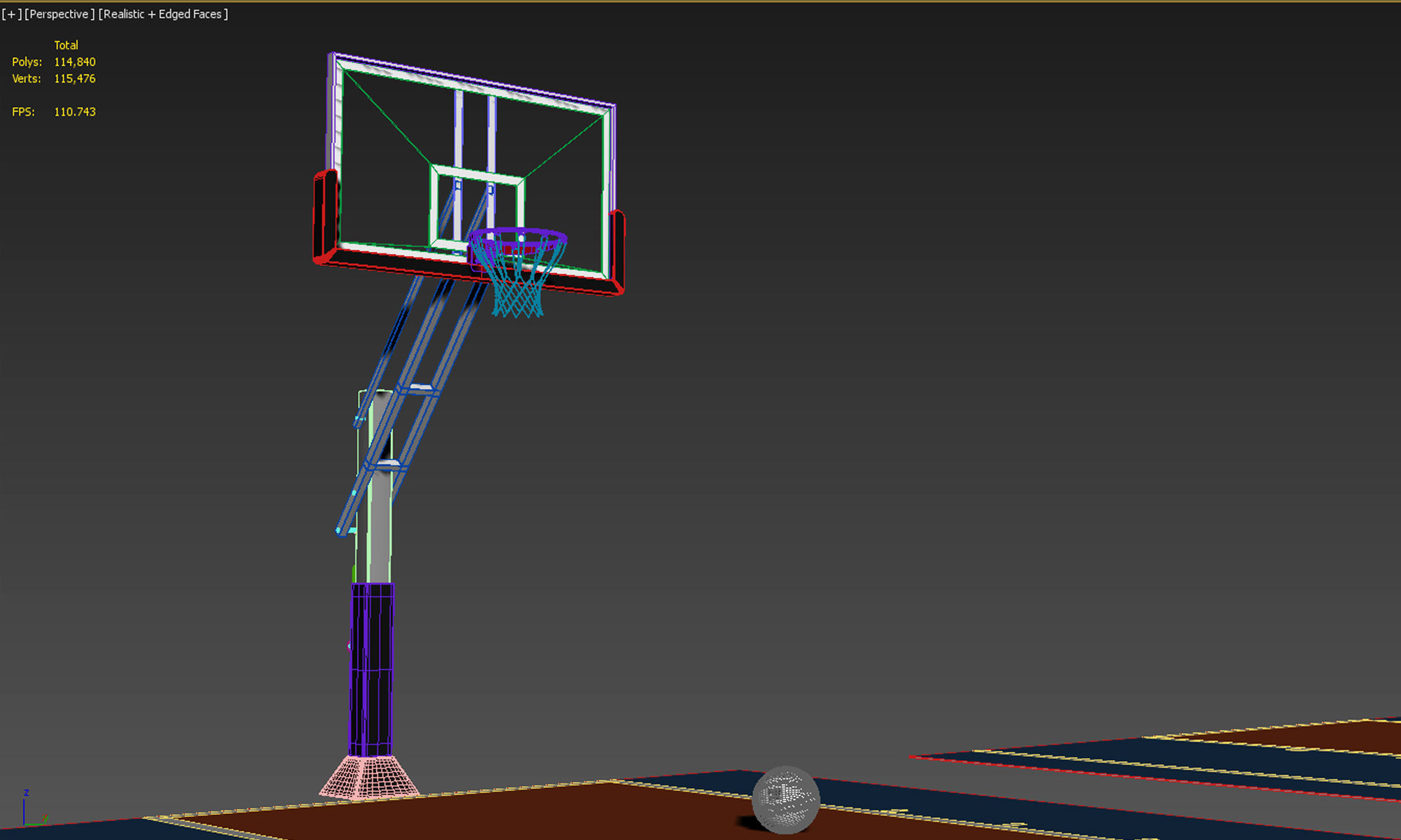 Outdoor basketball hoop 3D model_17