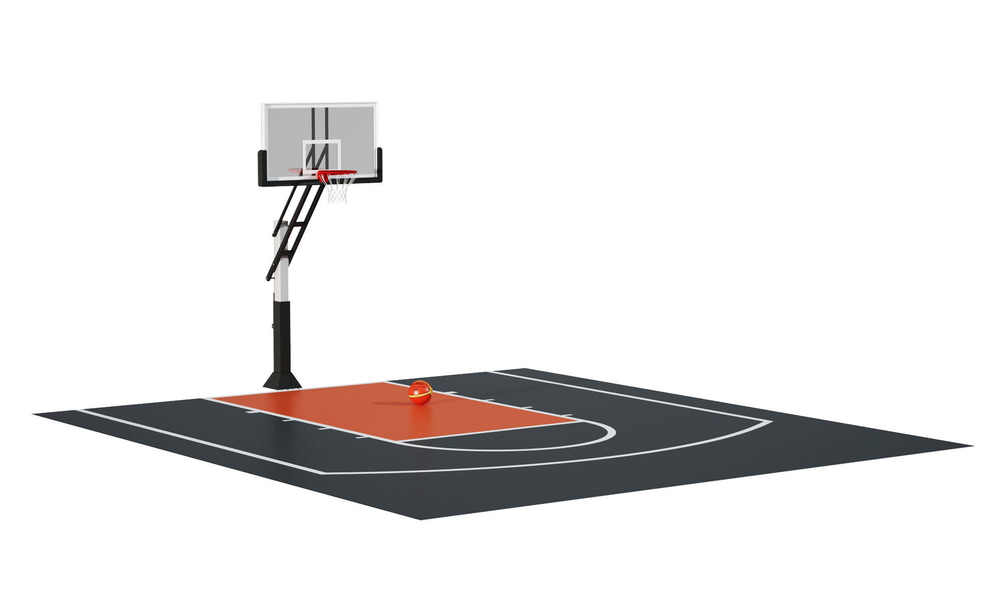 Outdoor basketball hoop 3D model_8