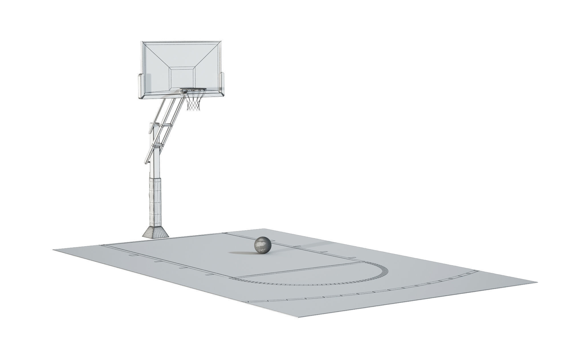 Outdoor basketball hoop 3D model_3