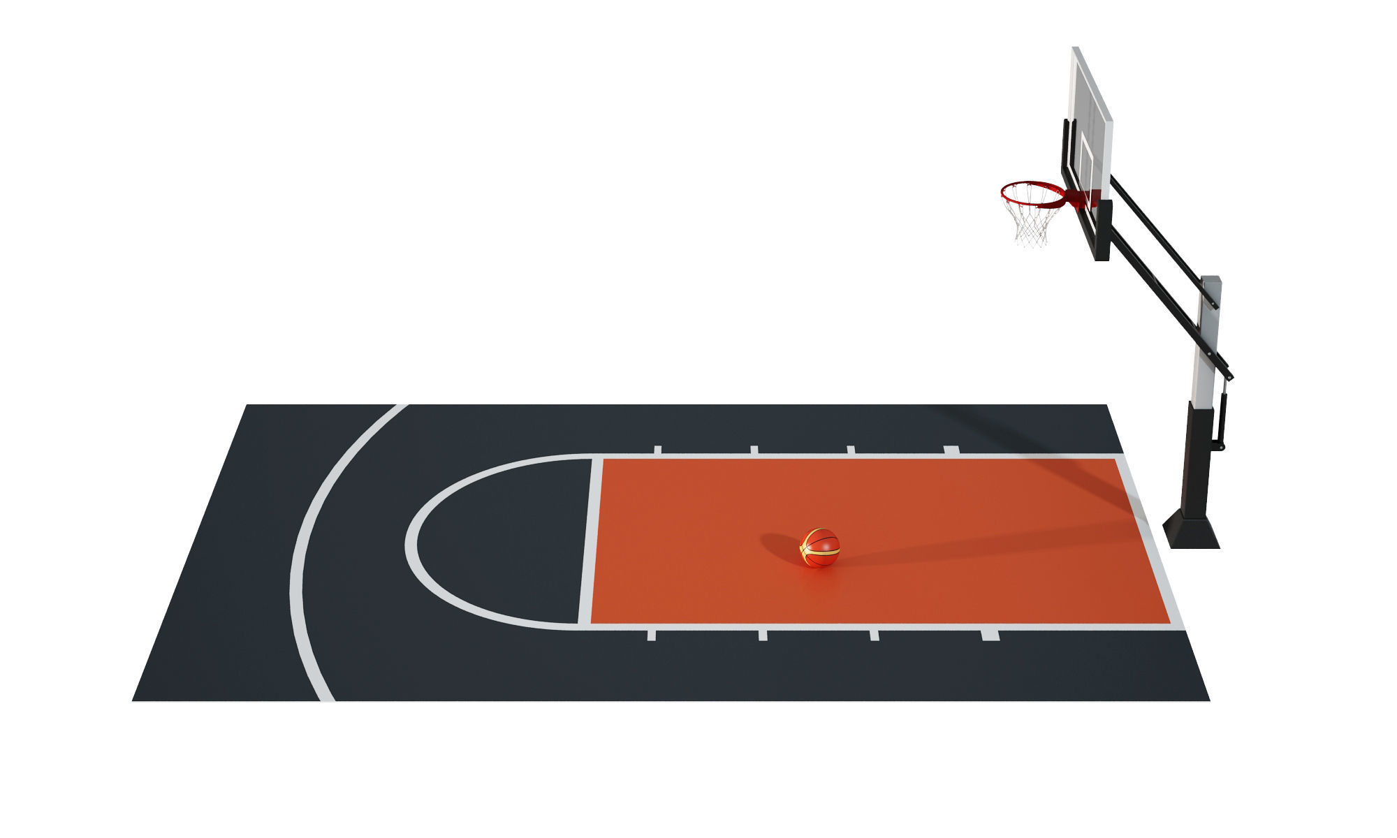 Outdoor basketball hoop 3D model_6