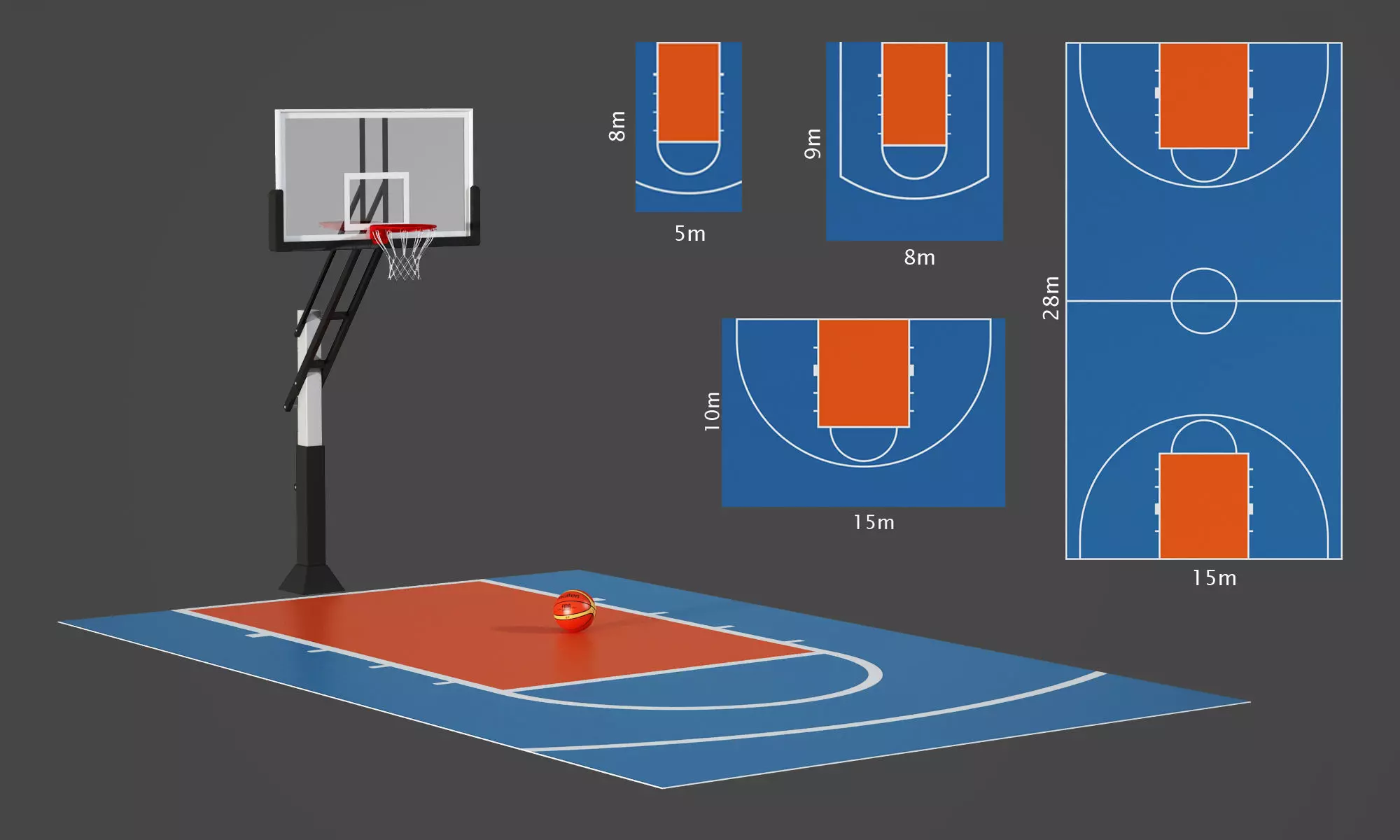 Outdoor basketball hoop 3D model_0