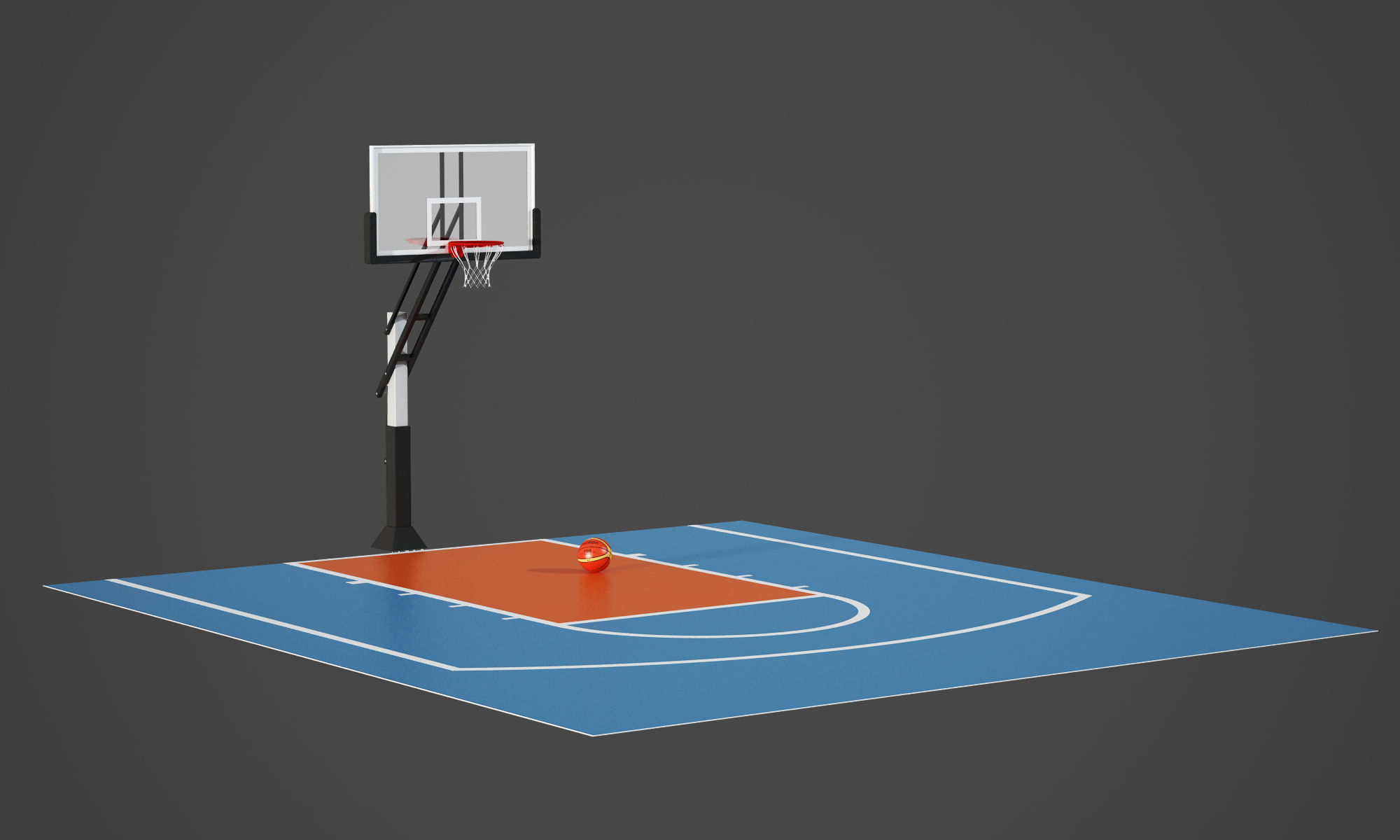 Outdoor basketball hoop 3D model_7