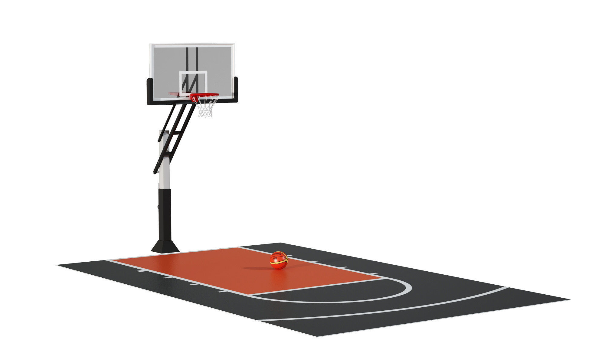 Outdoor basketball hoop 3D model_2