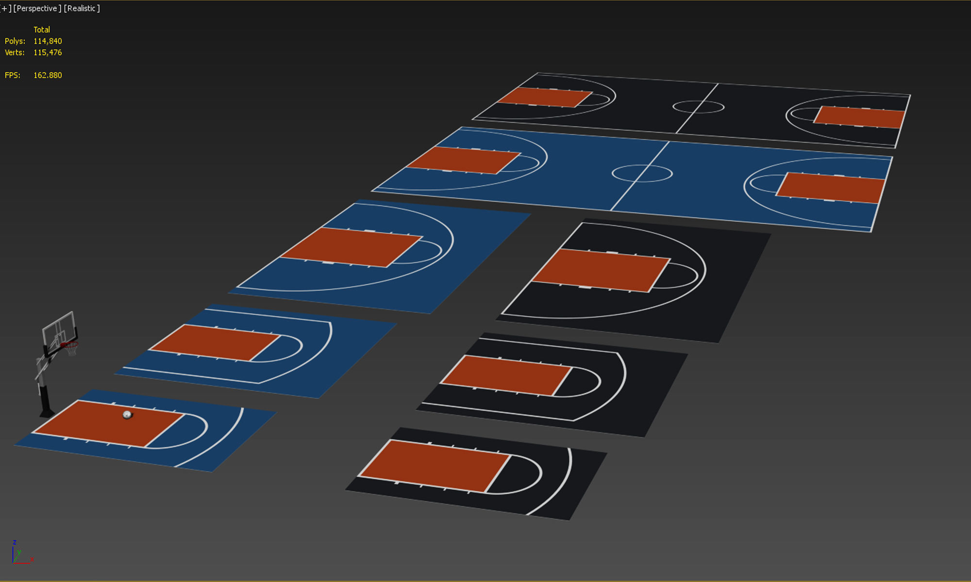 Outdoor basketball hoop 3D model_16