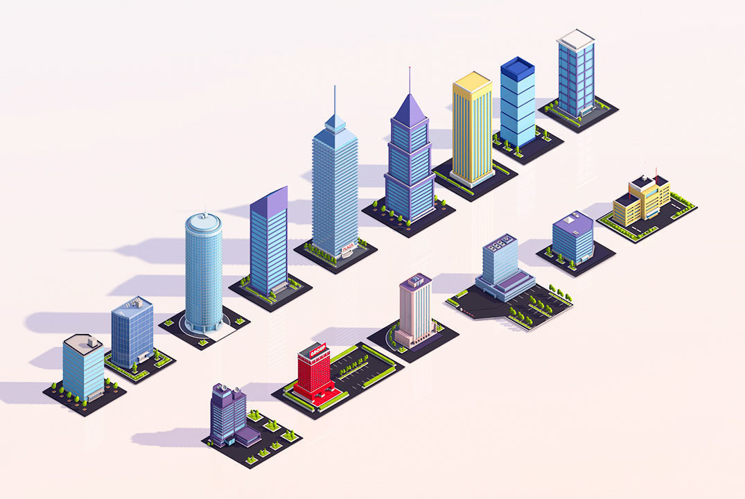 Low Poly Buildings City Pack 2 Low-poly 3D model_1