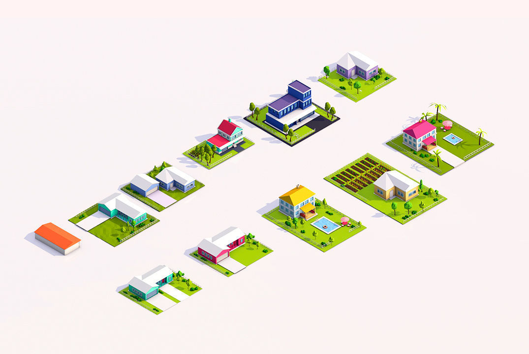 Low Poly Buildings City Pack 2 Low-poly 3D model_4