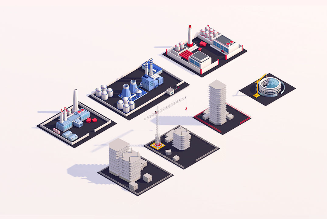 Low Poly Buildings City Pack 2 Low-poly 3D model_2