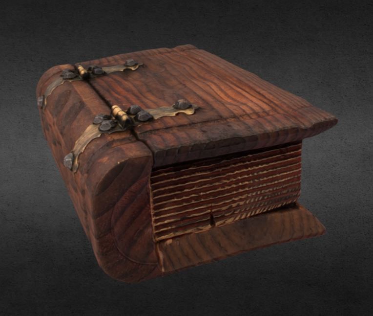 Old Book Wood Chest Low-poly 3D model_1