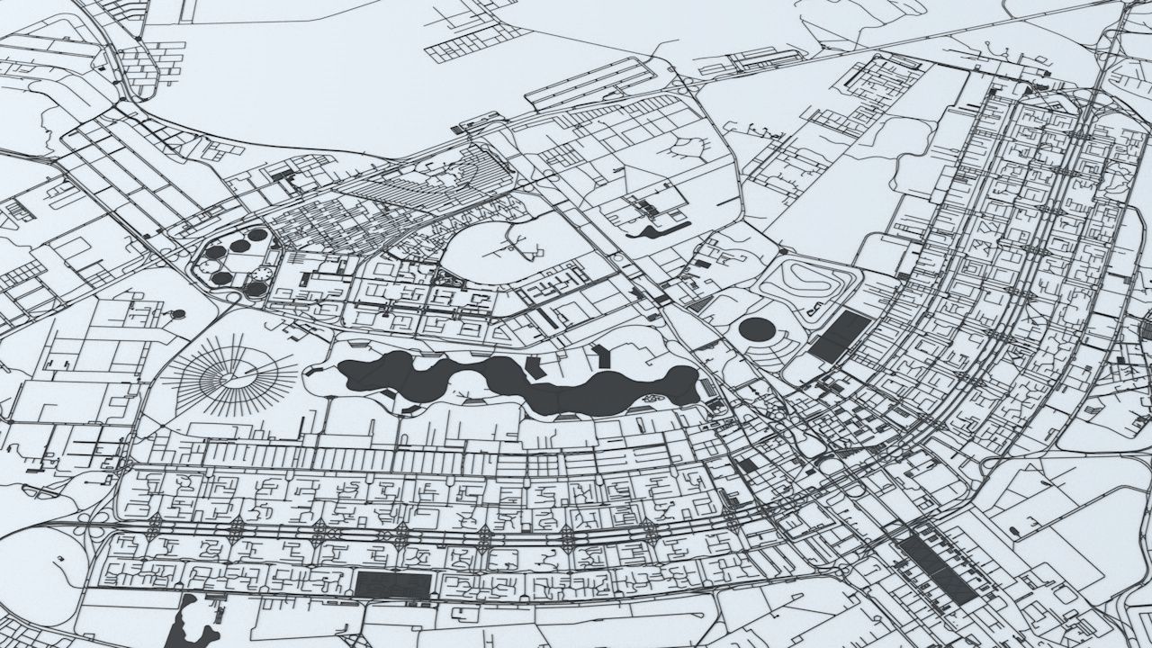 Brasilia Road Network and Streets 3D model_5