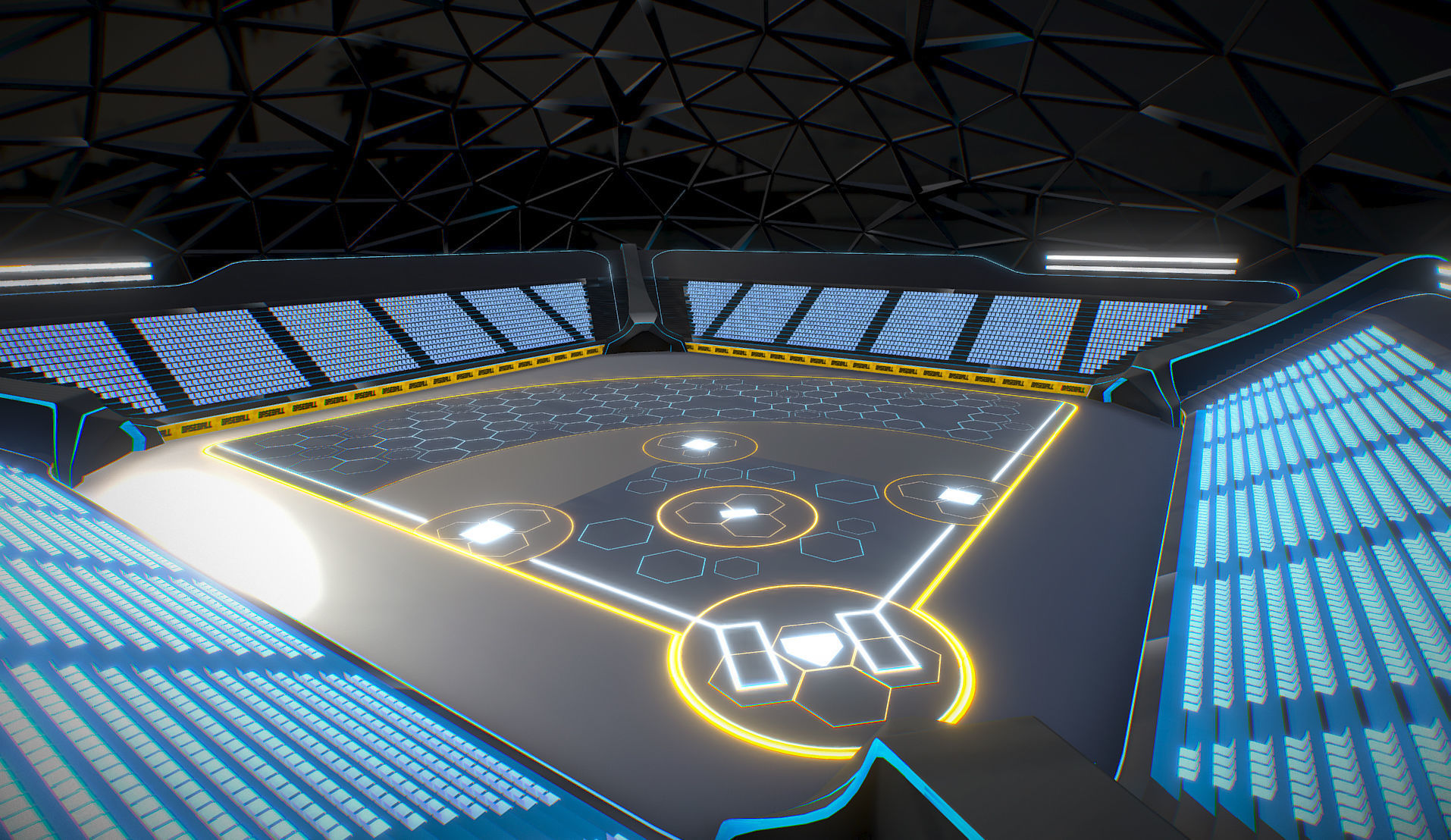 BaseBall Glow Stadium PBR Low-poly 3D model_1