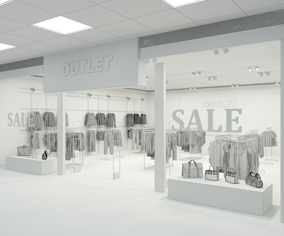 Fashion Store Outlet interior scene Render Ready  3D model_2